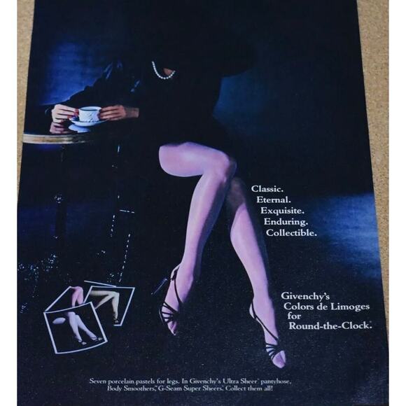 Vintage NEW GIVENCHY White Crystal Shimmery Ultra Sheer Control Top Pantyhose - Picture 3 of 13